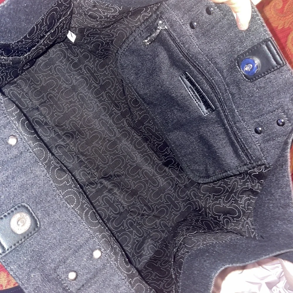 True Religion Washed Black Denim Extra Large Tote Bag
